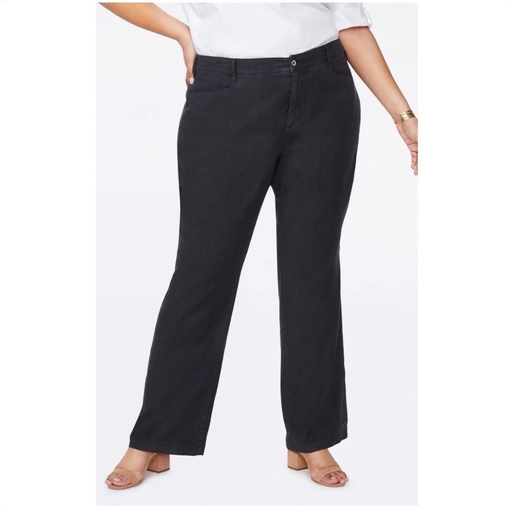 NYDJ Teresa Wide Leg Pants Womens 16 Overdye Black Cotton High Rise MPWLKT8935